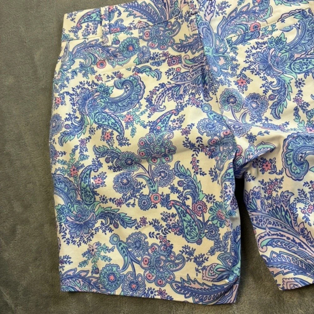 Talbots Petite Blue Pink Paisley Chino Shorts Size‎ 2P Cotton Stretch Summer